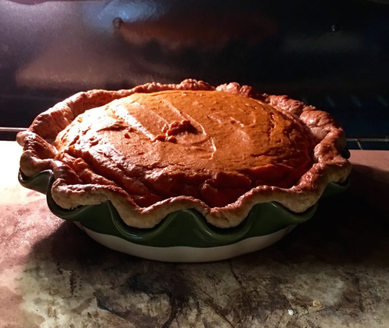 Sweet Potato Pie in Oven
