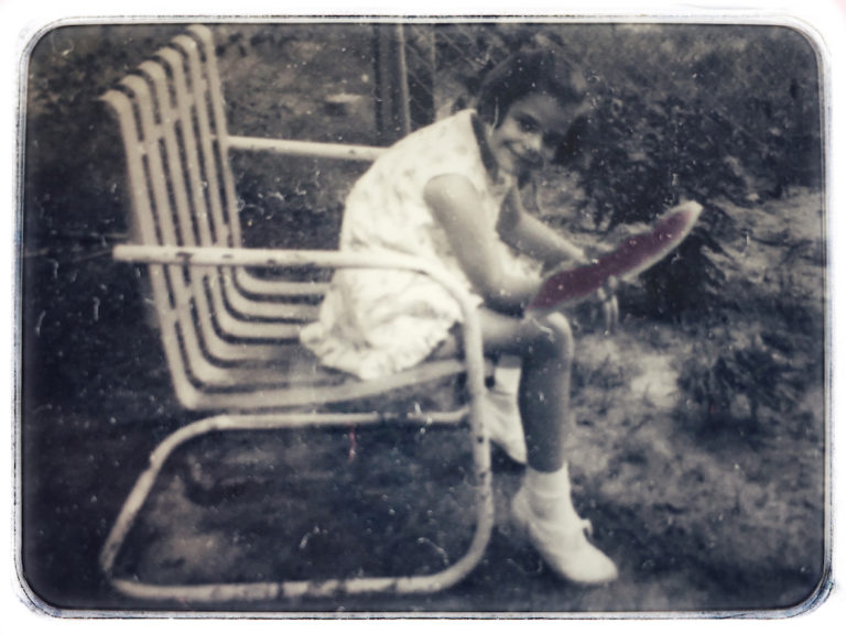 Vintage Phebe holding blushed watermelon slice